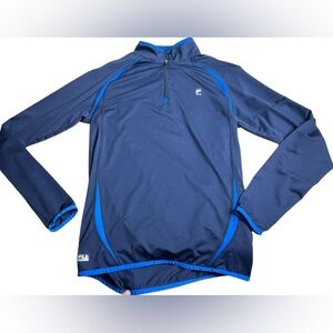 Fila Navy and Royal Blue Athletic Pullover with sidepocket size Small
